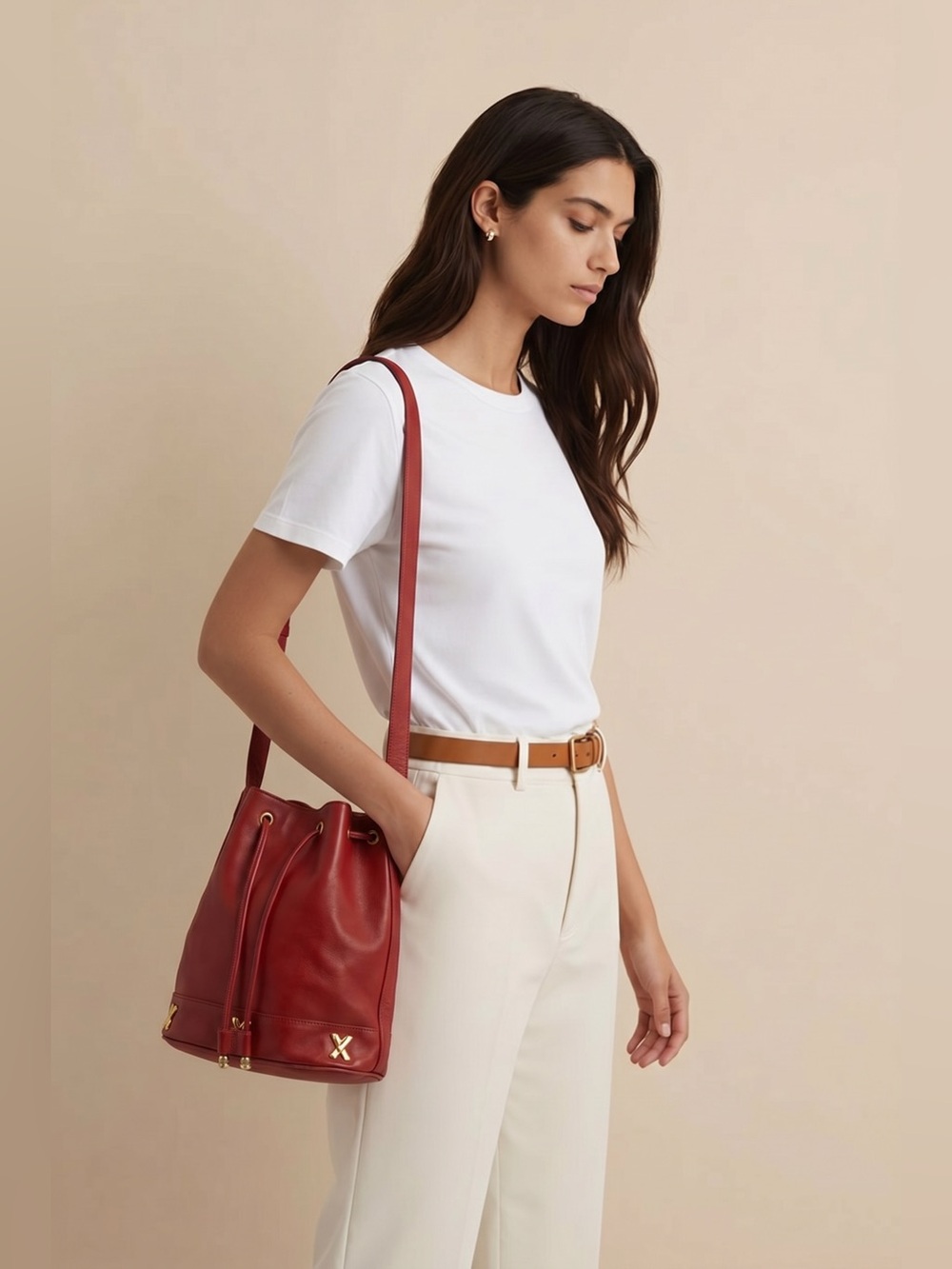 Paloma Picasso Vintage Pre Owned Red Shoulder Bag with Gold Details
